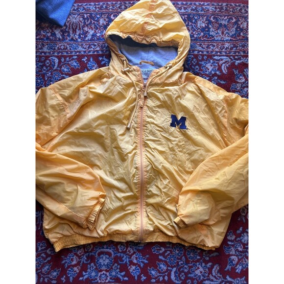 Vintage Michigan Wolverines Jacket Mens Large y2k Steve Barrys Yellow - Picture 1 of 7